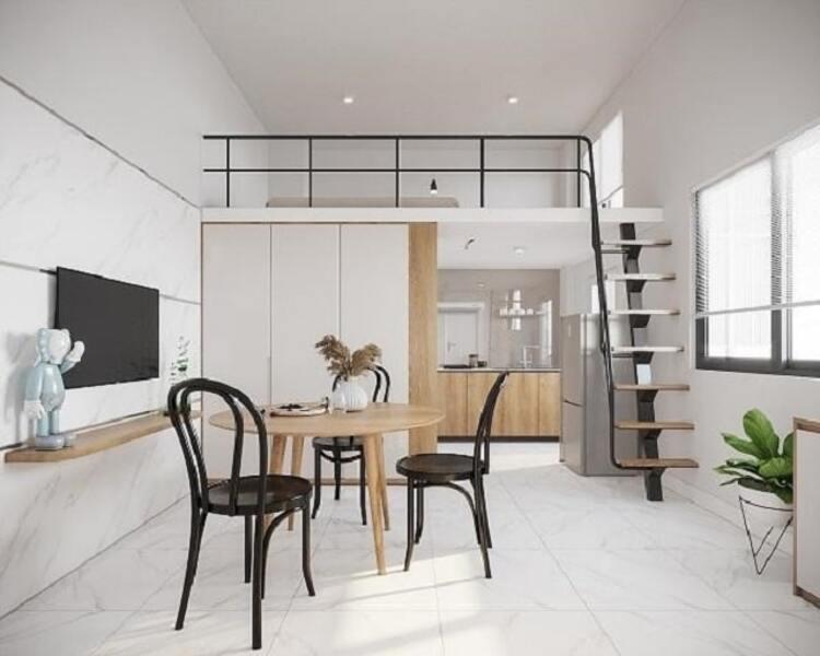 Mẫu nhà cấp 4 có gác lửng 4x16 đẹp, sang trọng